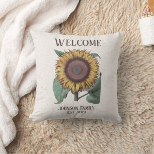 Vintage Welcome Sunflower Signature  Cushion