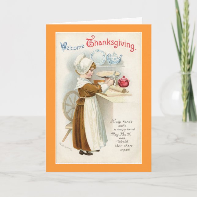Vintage Welcome Thanksgiving Holiday Card (Front)