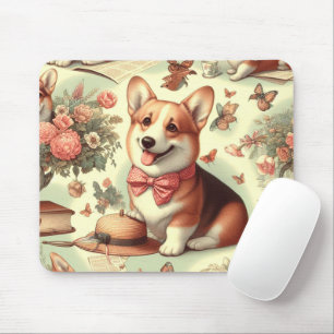 Vintage Welsh Corgi Cardigan Illustration Mouse Pad
