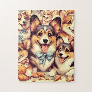 Vintage Welsh Corgi Cardigan Seamless Jigsaw Puzzle