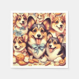 Vintage Welsh Corgi Cardigan Seamless Napkin