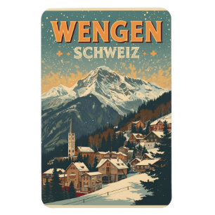Vintage WENGEN ski Switzerland Swiss Alps gifts Magnet