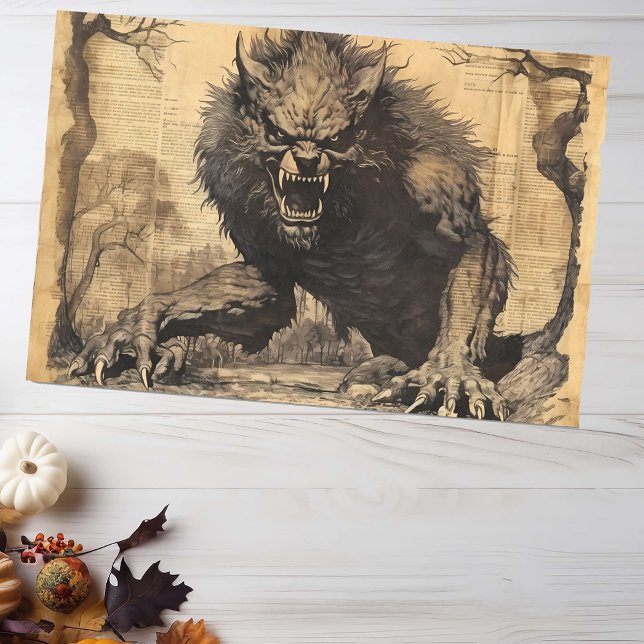 Vintage Werewolf Halloween Decoupage  Tissue Paper (Creator Uploaded)