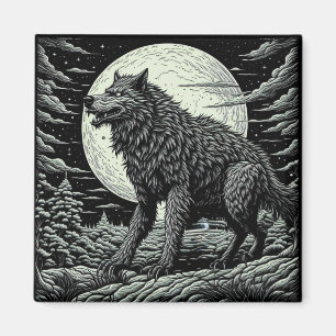 Vintage Werewolf in front of the Full Moon Magnet
