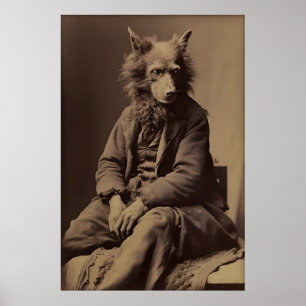 Vintage Werewolf Photography Print Dark Academia