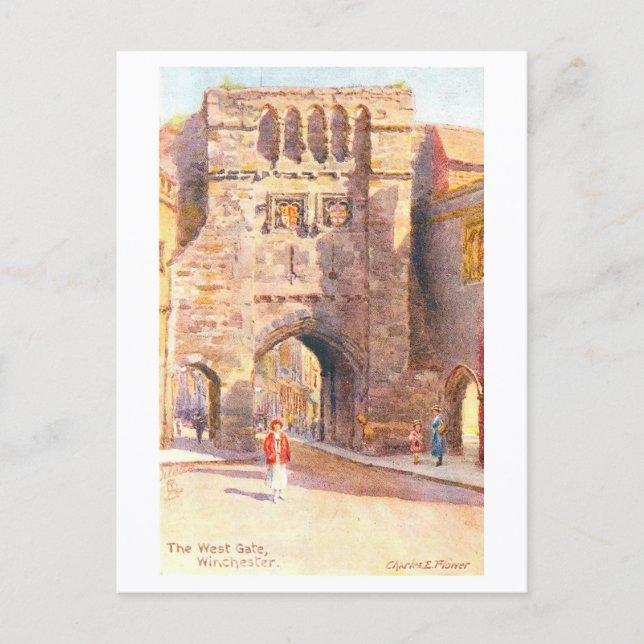 Vintage West Gate, Winchester Postcard (Front)