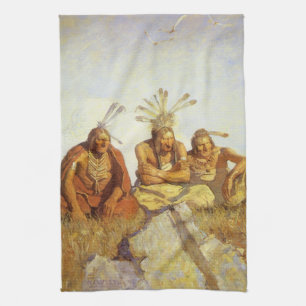 Vintage West, Guardians War or Peace by NC Wyeth Tea Towel