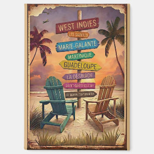 Vintage West Indies Beach Sign Magnet