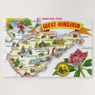 Vintage West Virginia 20x30 Map Jigsaw Puzzle