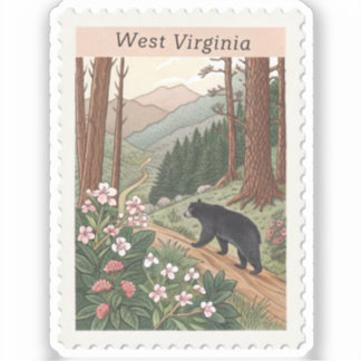 Vintage West Virginia Black Bear Mountain Stamp