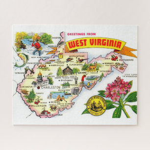 Vintage West Virginia Map Jigsaw Puzzle