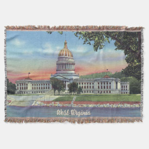 Vintage West Virginia State Capital Throw Blanket