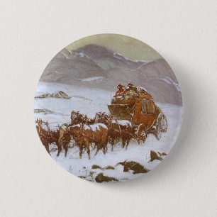 Vintage West, Why the Mail Was Late by Berninghaus 6 Cm Round Badge