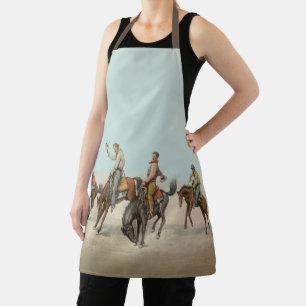 Vintage Western 4 Cowboys On Bucking  Apron