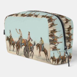 Vintage Western 4 Cowboys On Bucking Horses Dopp Kit