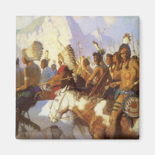 Vintage Western Art, Indian War Party by NC Wyeth Magnet