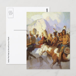 Vintage Western Art, Indian War Party by NC Wyeth Postcard