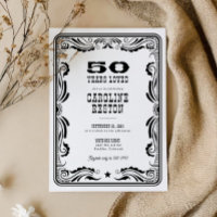 Vintage Western Black White Cowboy Rustic Birthday