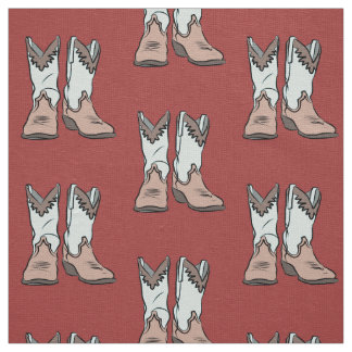 Vintage Western Boots Pattern Fabric