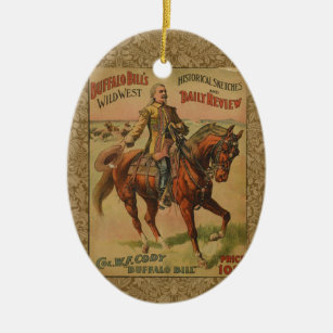 Vintage Western Buffalo Bill Wild West Show Poster Ceramic Tree Decoration