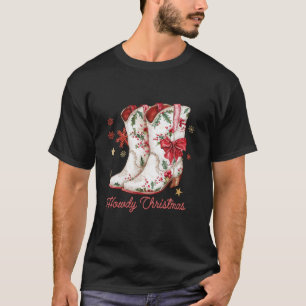 Vintage Western Christmas Howdy Xmas Cowboy Hat Re T-Shirt