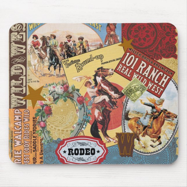 vintage western collage mousepad (Front)
