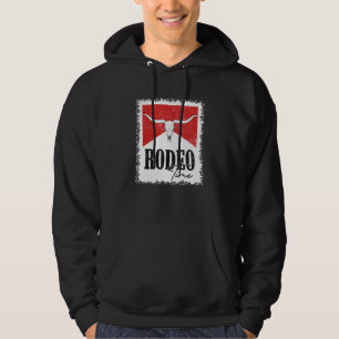 Vintage Western Country Bull Skull Bleached Rodeo Hoodie