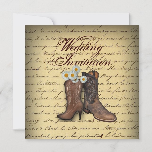 vintage western country cowboy wedding announcement (Front)