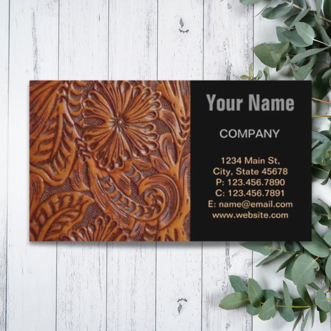 vintage western country pattern studded leather business card (vintage western country pattern studded leather business card)