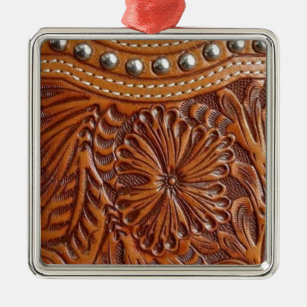 vintage western country pattern studded leather metal tree decoration