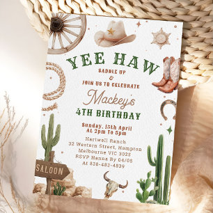 Vintage Western Cowboy Birthday Invitation 