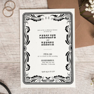 Vintage Western Cowboy Country Rehearsal Dinner Invitation