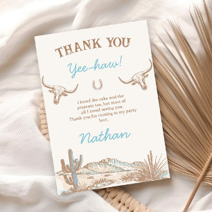 Vintage Western Cowboy First Rodeo 1st Birthday  Thank You Card
