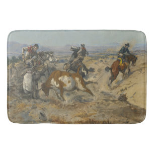 Vintage Western Cowboy Get In Trouble  Bath Mat