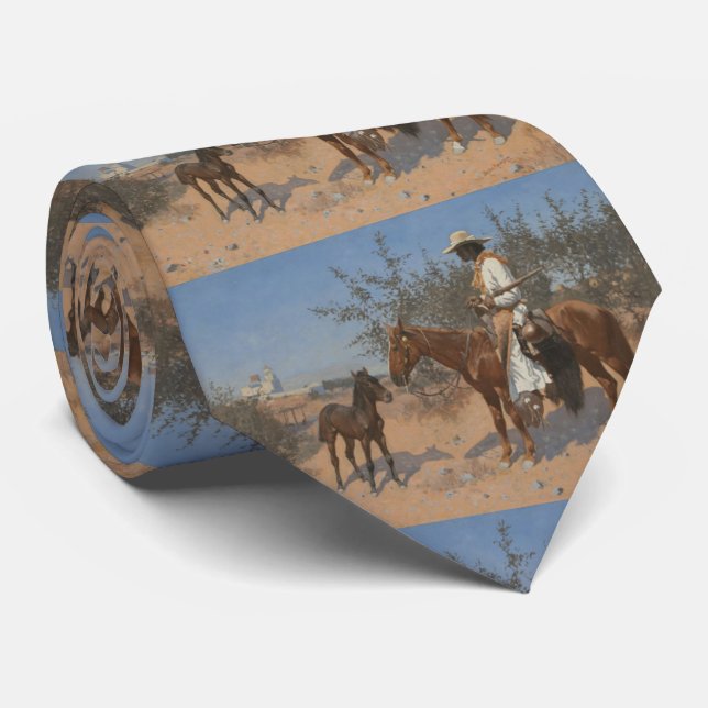 Vintage Western Cowboy Horse and Colt Tie (Rolled)