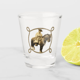 Vintage Western Cowboy Kid On Horse Shot Glass