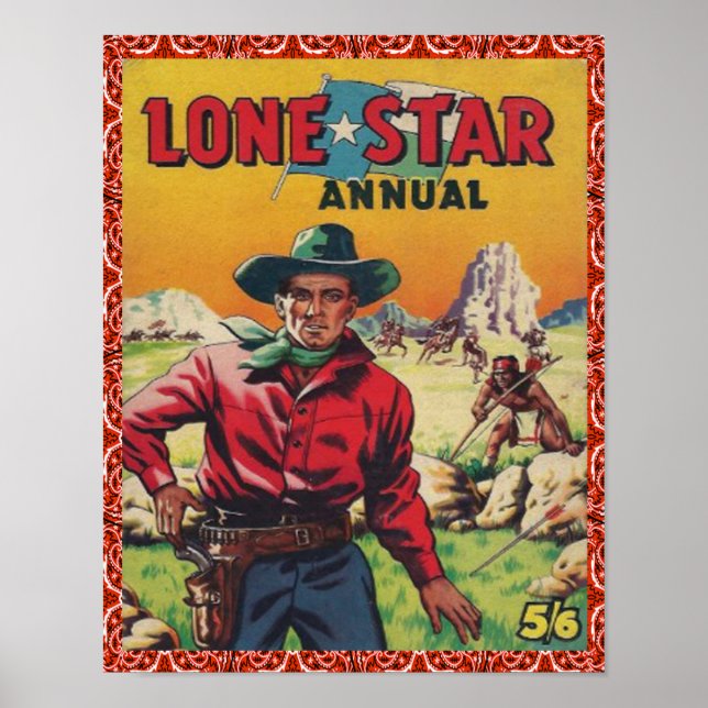Vintage Western Cowboy Lone Star Poster (Front)