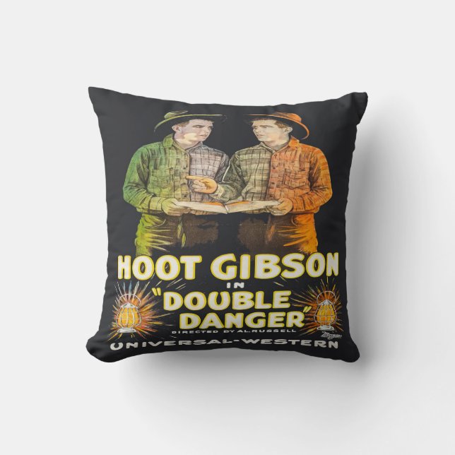 Vintage Western Cowboy Movie Poster Cushion (Front)