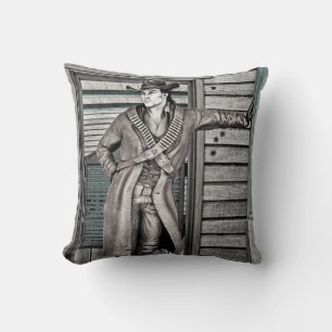 Vintage Western Cowboy Portrait Art Cushion