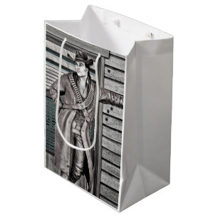 Vintage Western Cowboy Portrait Art Medium Gift Bag