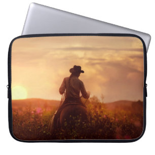 Vintage western cowboy portrait laptop sleeve