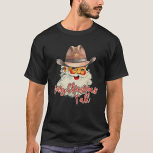 Vintage Western Cowboy Santa Claus Merry Christmas T-Shirt