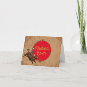 Vintage western cowboy thank you card