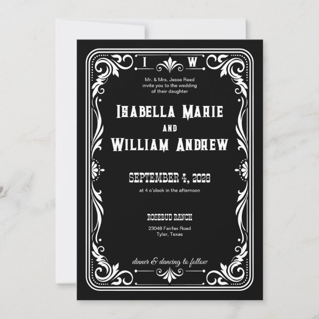 Vintage Western Cowboy Wedding Invitation (Front)