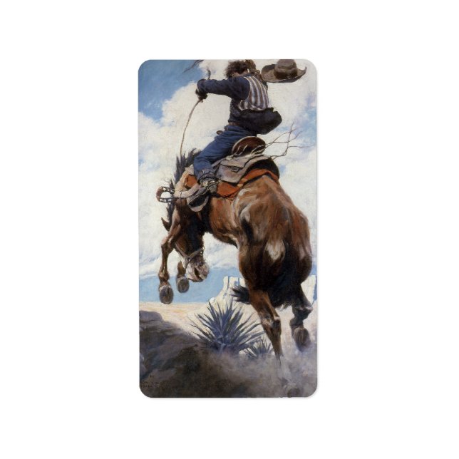 Vintage Western Cowboys, Bucking by NC Wyeth Label (Front)