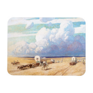 Vintage Western Cowboys, Covered Wagons by Wyeth Magnet