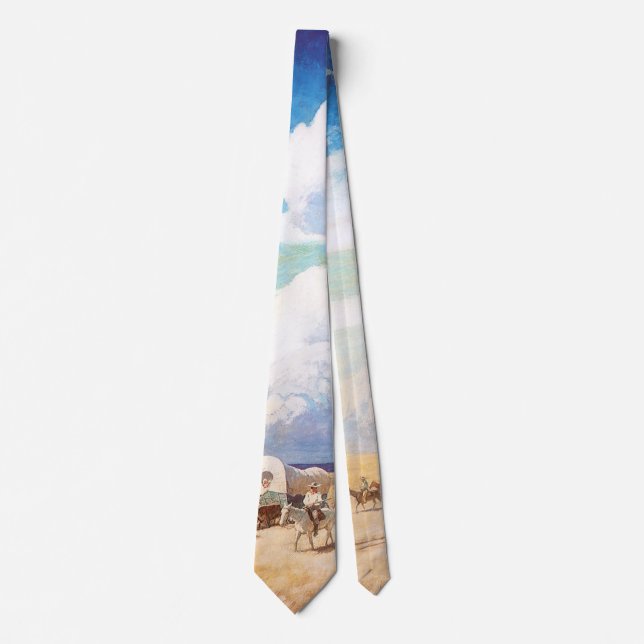 Vintage Western Cowboys, Covered Wagons by Wyeth Tie (Front)
