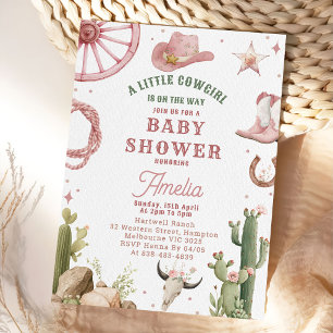 Vintage Western Cowgirl Baby shower Invitation 