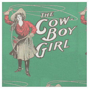 Vintage Western Cowgirl Cowboy Roping Fabric