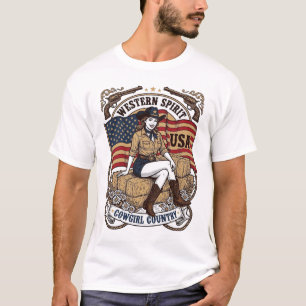 Vintage Western Cowgirl Patriotic Shirt Design_1